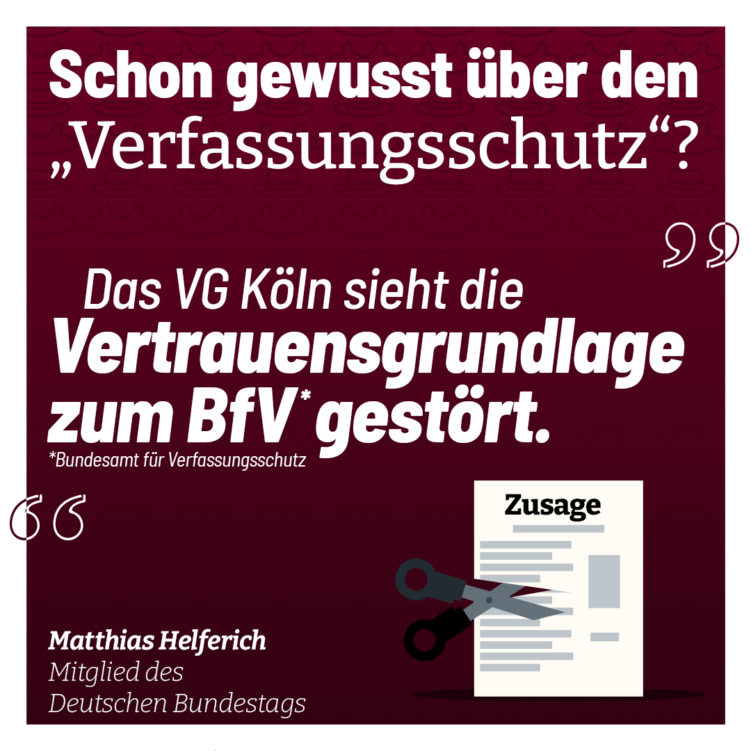 Schon gewusst: VG Köln sieht Vertrauensgrundlage zum VS gestört!