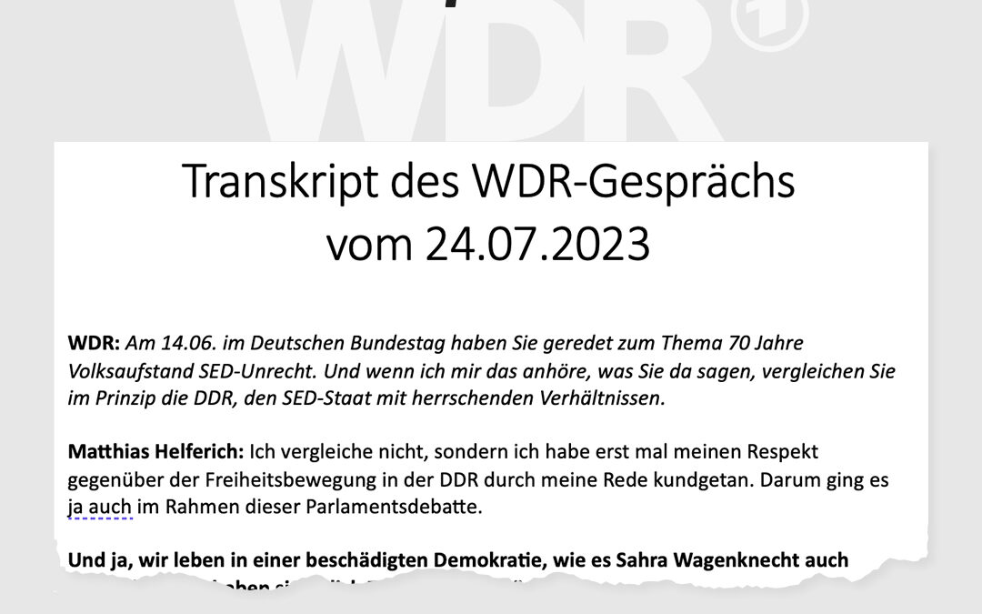 Das WDR-Gespräch zum Nachlesen!