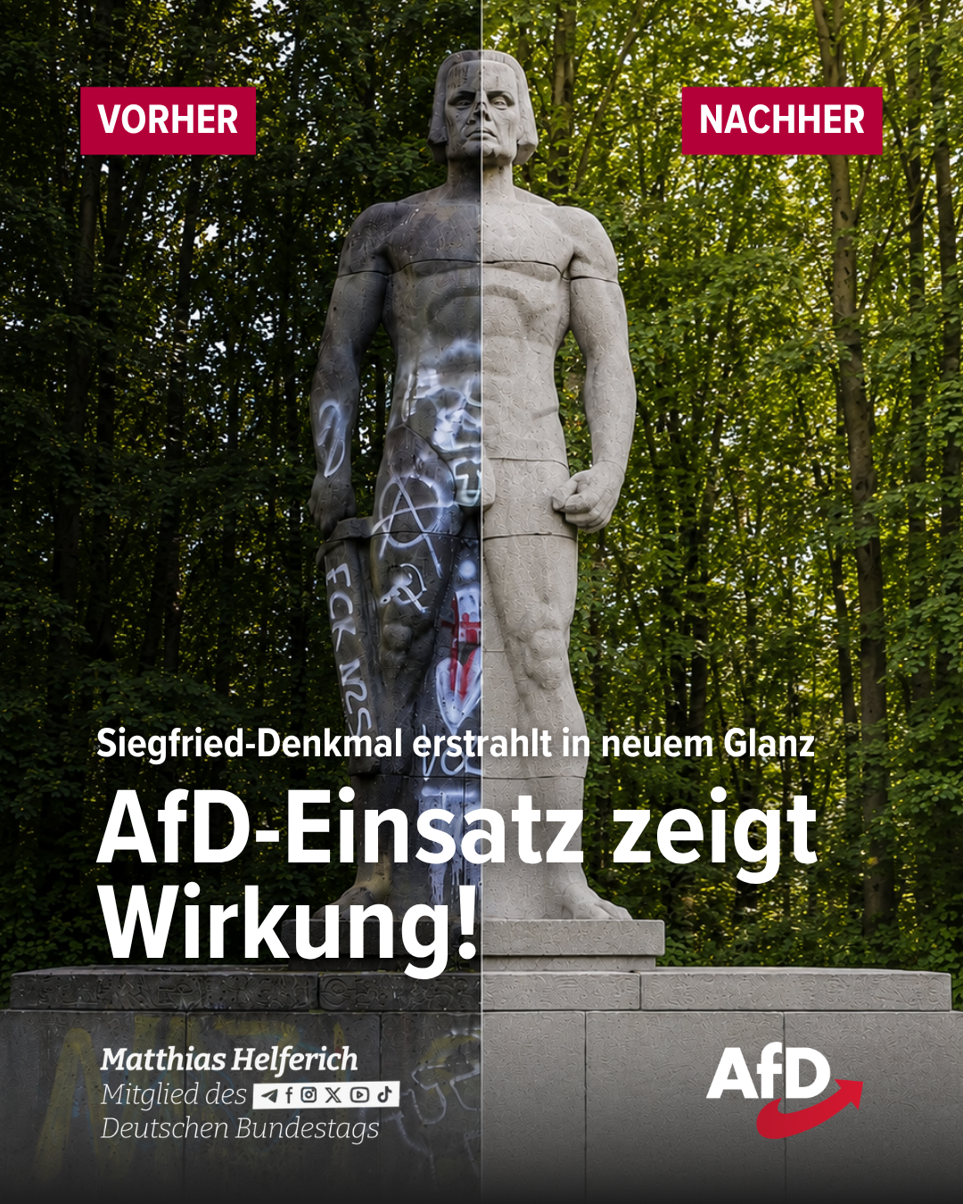 Siegfried-Denkmal erstrahlt in neuem Glanz – beharrlicher Einsatz der AfD zeigt Wirkung