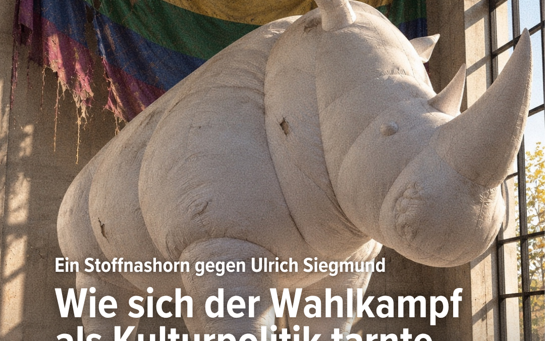 Ein Stoffnashorn gegen Ulrich Siegmund – Wie sich der Wahlkampf als Kulturpolitik tarnte